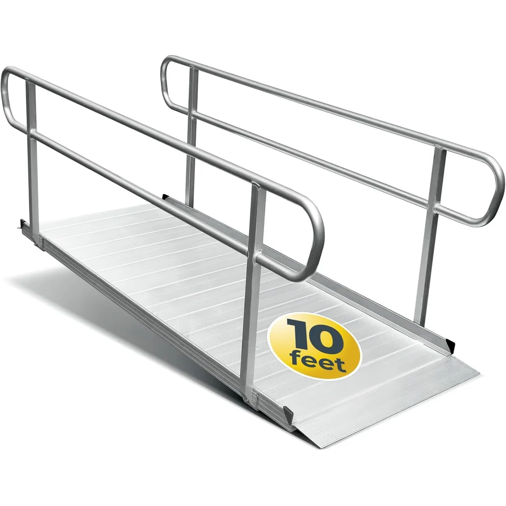 10 Foot Handicap Ramp with Handrails, 850 lb Capacity