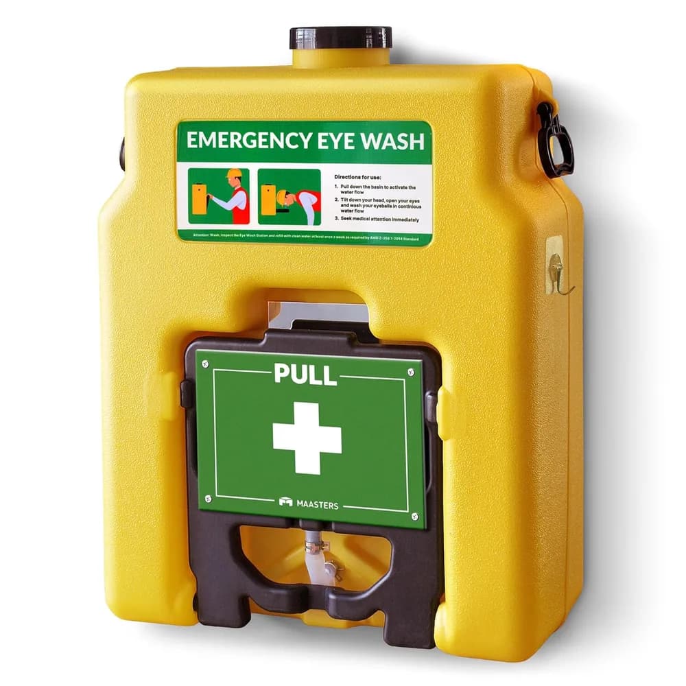 14 Gallon Portable Eye Wash Station, OSHA-Compliant, Mirror & Dual Spray