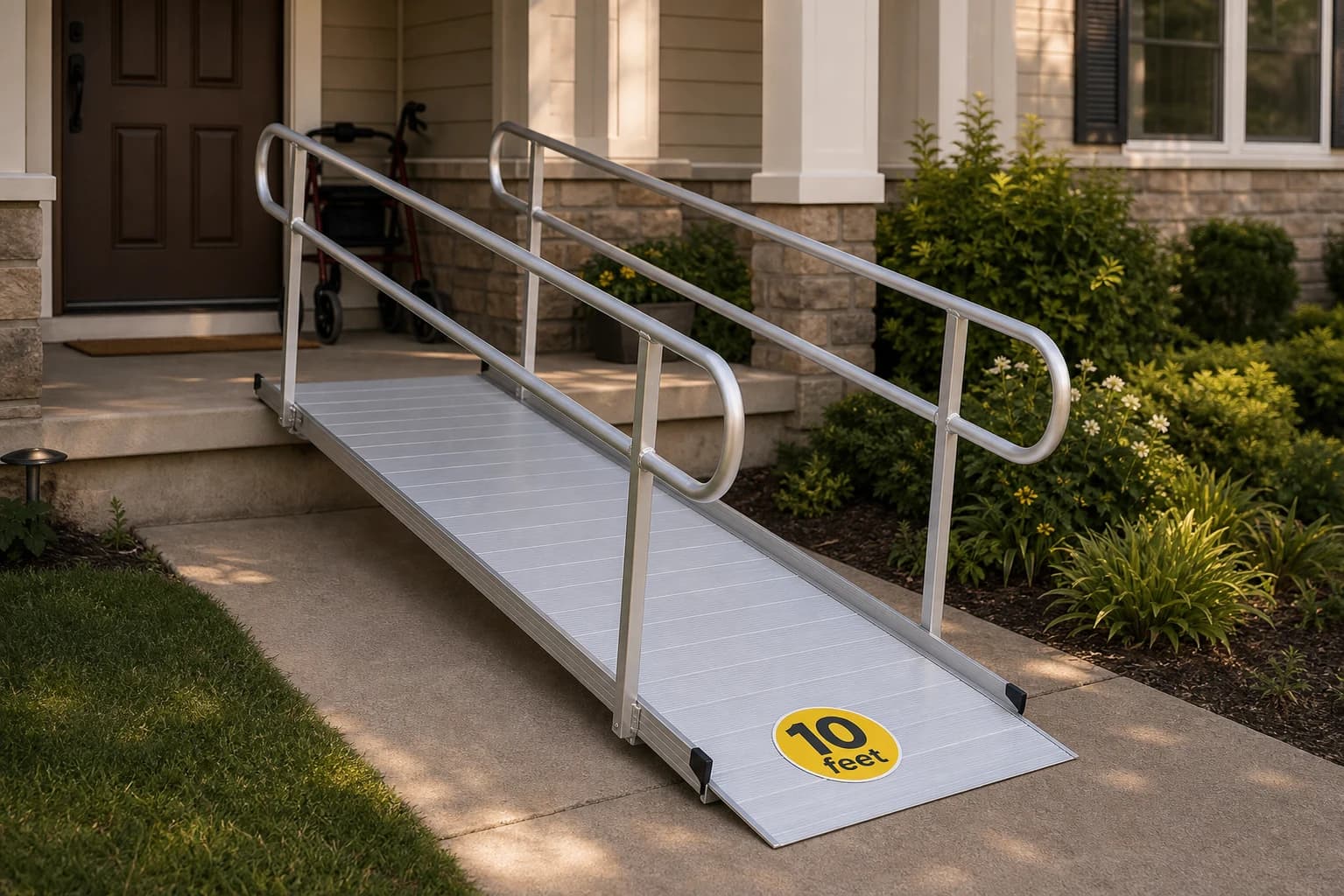 10 Foot Handicap Ramp with Handrails, 850 lb Capacity