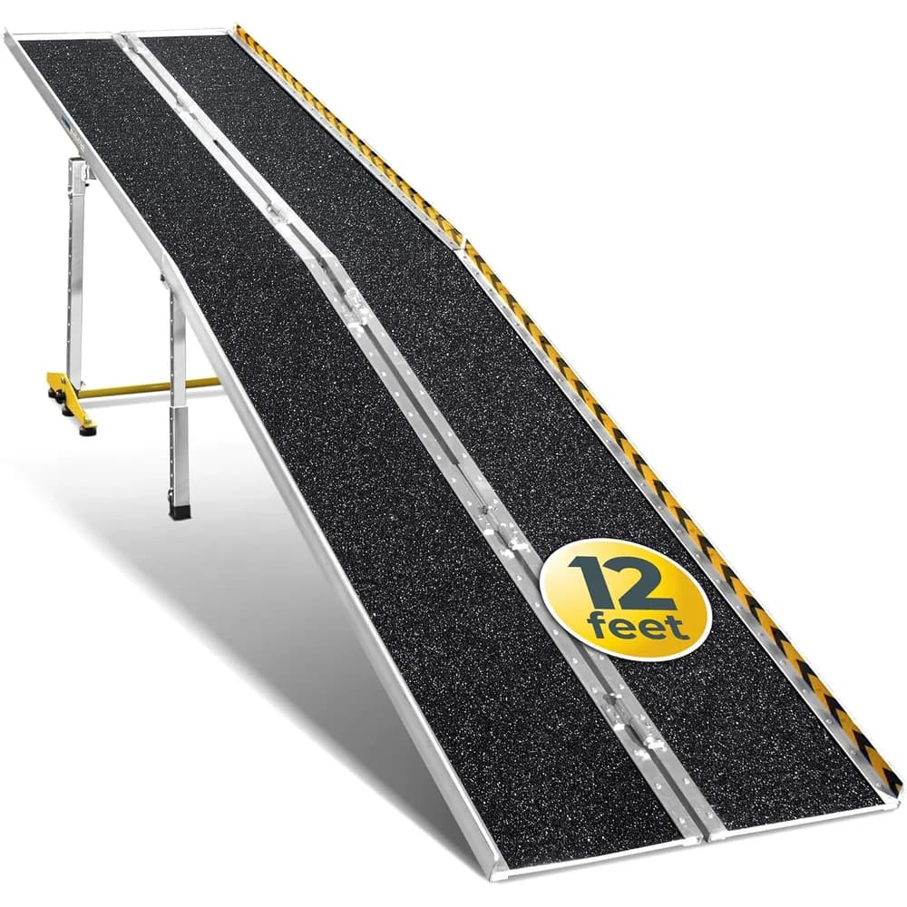 Wheelchair Ramp 12 Feet, Foldable Aluminum, 600 lb Capacity